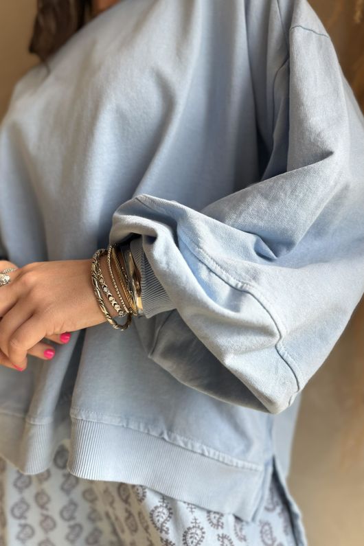 Lagen Lantern Sleeve Sweatshirt Baby Blue